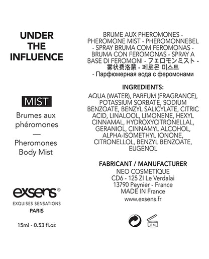 EXSENS of Paris Body Mist with Pheromones - 15 ml Under the Influence by Technic/néo Cosmetique