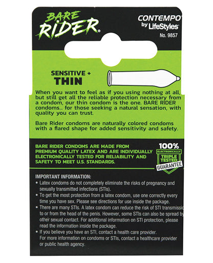Contempo Bare Rider Thin Condom Pack - Pack of 3