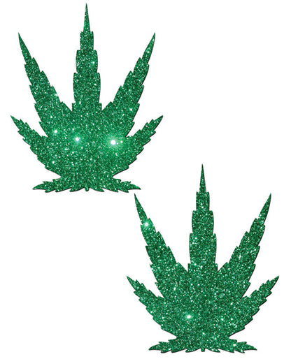 Pastease Premium Glitter Marijuana Leaf - Green O/S