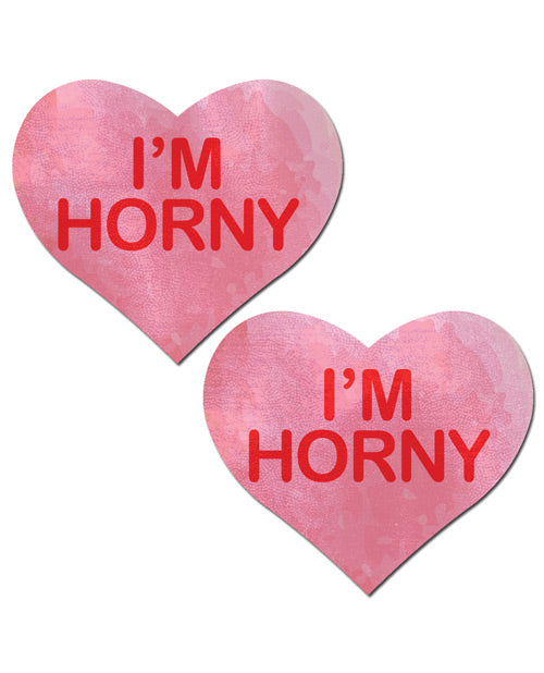 Pastease Premium I'm Horny Heart - Pink/Red O/S