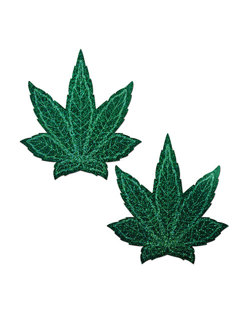 Pastease Coverage Glitter Pot Leaf- Green O/S by Pastease