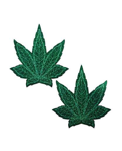 Pastease Coverage Glitter Pot Leaf- Green O/S by Pastease
