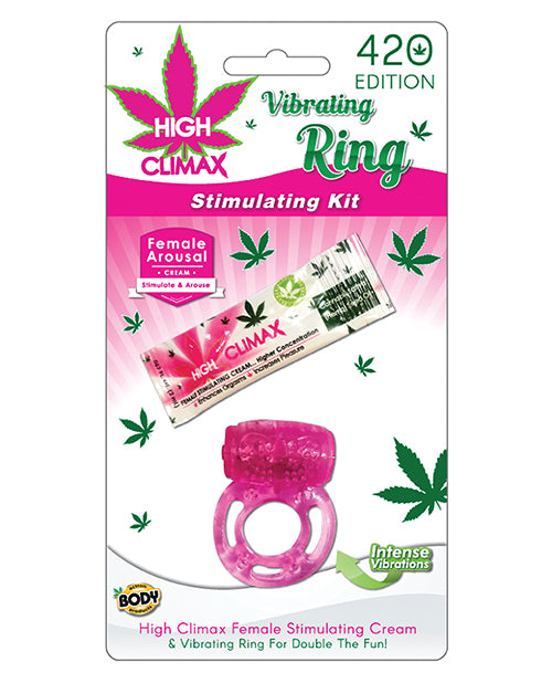 High Climax Vibrating Ring Stimulating Kit w/Hemp Seed Oil - Pink