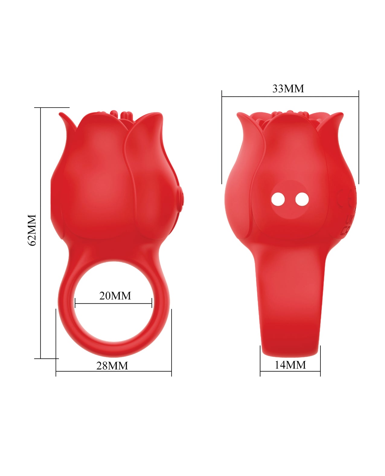 Pretty Love Jae Floral Ring Finger Vibrator - Red