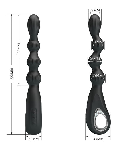 Pretty Love Federer Vibrating Beaded Anal Probe - Black