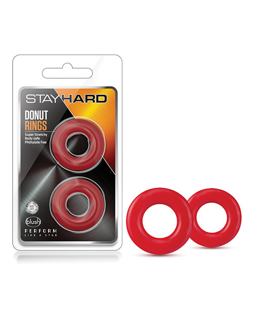 Blush Stay Hard Donut Rings - Red Pack of 2 by Blush Novelties