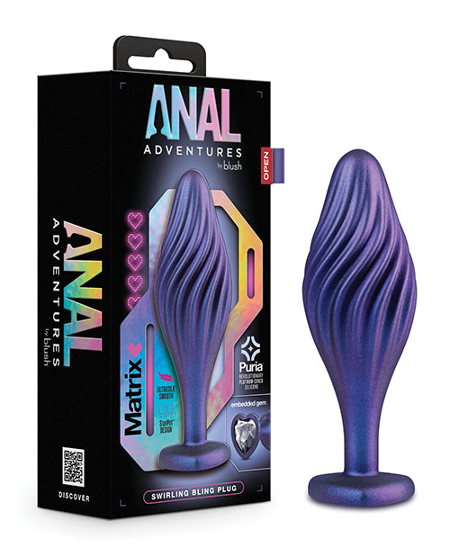 Blush Anal Adventures Matrix Swirling Bling Plug - Sapphire by Blush Novelties