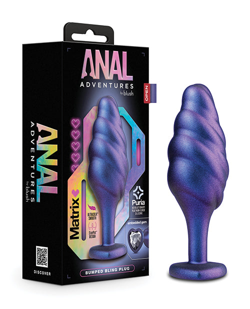 Blush Anal Adventures Matrix Bumped Bling Plug - Sapphire by Blush Novelties