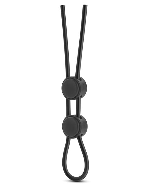 Blush Stay Hard Silicone Double Loop Cock Ring - Black by Blush Novelties