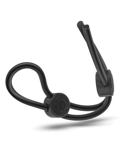 Blush Stay Hard Silicone Double Loop Cock Ring - Black by Blush Novelties