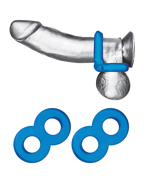 Blue Line C & B Dual Cock & Ball Stamina Enhancement Ring - Jelly Blue Pack of 2 by Electric Eel INC