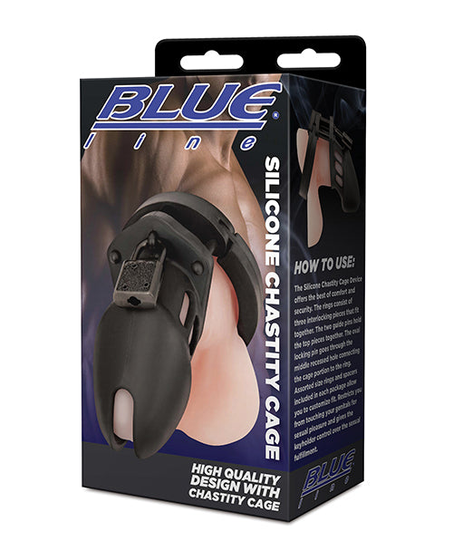 Blue Line Silicone Chastity Cage by Electric Eel INC