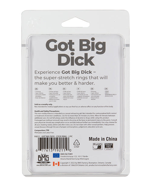 Got Big Dick 2 Pack Cock Rings - Black by B.M.S. Enterprises