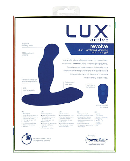 Lux Active Revolve 4.5" Rotating & Vibrating Anal Massager - Dark Blue by B.M.S. Enterprises