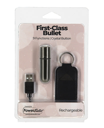 First Class Mini Rechargeable Bullet w/Crystal - 9 Functions Gun Metal by B.M.S. Enterprises
