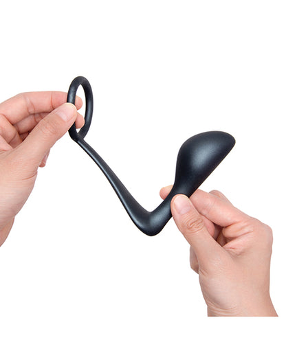 B-Vibe Butties Ringer Cock Ring & Prostate Plug - Black