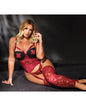 Stretch Lace Cupless Cami Top & Thong Ruby