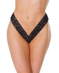 Holiday Scallop Stretch Lace High Leg Thong Black O/S