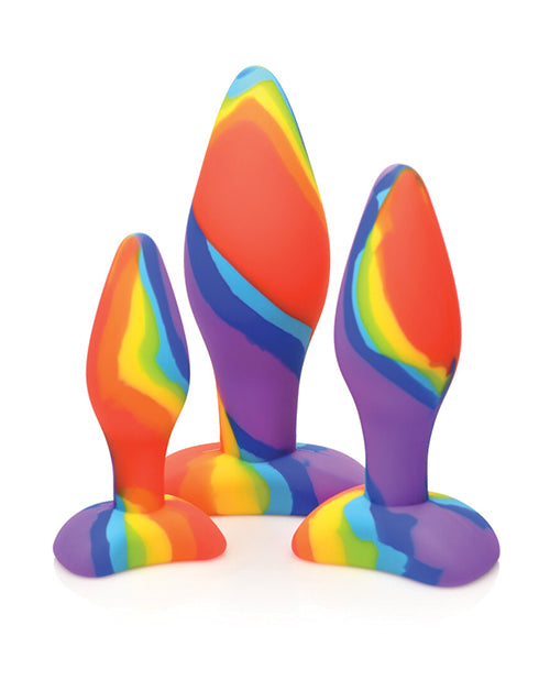 Curve Toys Simply Sweet Rainbow Silicone Butt Plug Set