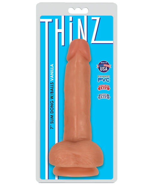 Curve Toys Thinz 7" Slim Dong w/Balls - Vanilla by Curve Toys C/o Xr