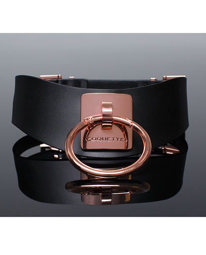 Pleasure Collection Adjustable Collar - Black/Rose Gold