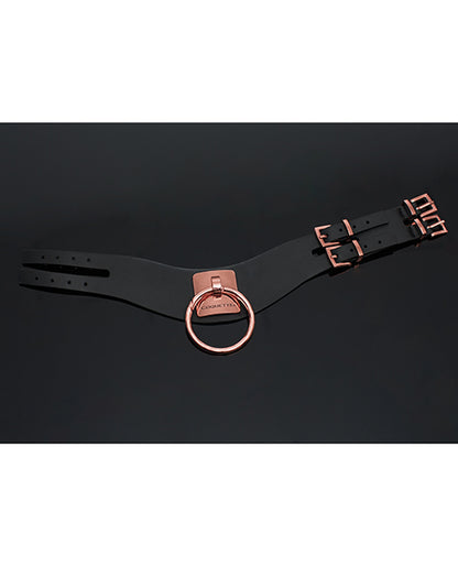 Pleasure Collection Adjustable Collar - Black/Rose Gold