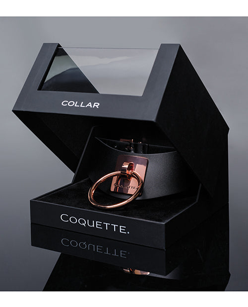 Pleasure Collection Adjustable Collar - Black/Rose Gold