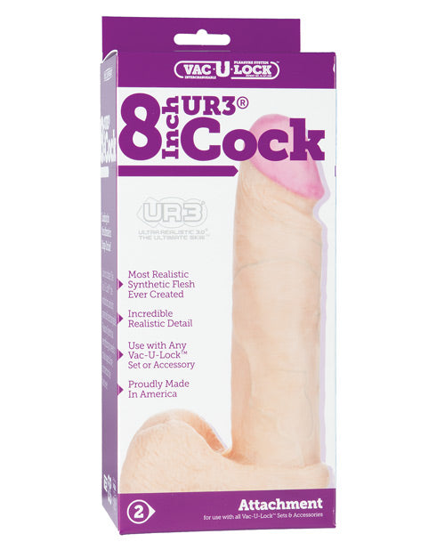 Vac-U-Lock 8" Ultraskyn Cock & Balls Attch. - White by Doc Johnson