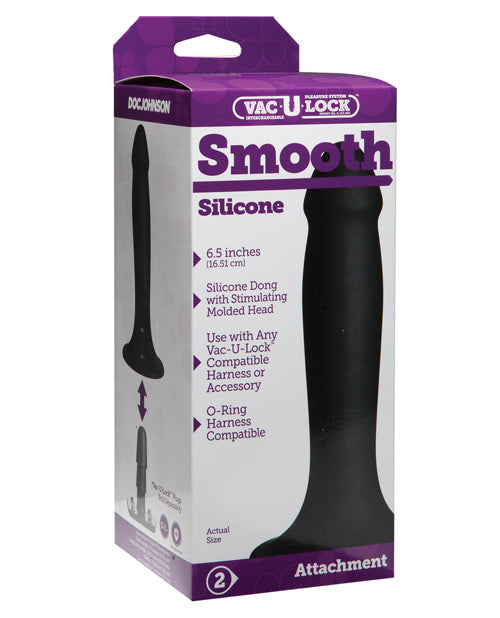 Vac-U-Lock Smooth Silicone Dong - Black by Doc Johnson