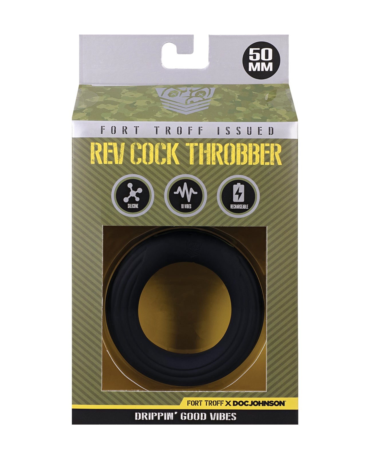 Fort Troff Rev Cock Throbber Vibrating Cock Ring - Large, Black by Doc Johnson