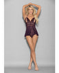 Euphoria Open Cup Halter Babydoll w/Open Crotch G-String Plum O/S