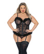 Marabou and Lace Boudoir Bustier w/G-String & Garters - Black