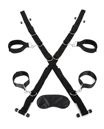 Lux Fetish Over the Door Cross w/4 Universal Soft Restraint Cuffs by Electric Eel INC
