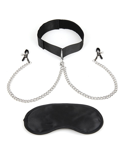 Lux fetish Collar & Nipple Clamps w/Adjustable Pressure Clamps by Electric Eel INC