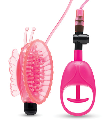 Lux Fetish Vibrating Butterfly Pussy Pump w/Quick Release - Pink