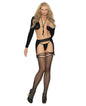 Fishnet Thigh High w/Lace & Opaque Garterbelt - Black O/S