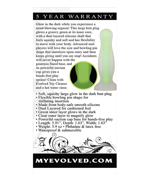 Evolved Luminous Anal Plug Large - Green by Evolved Novelties INC
