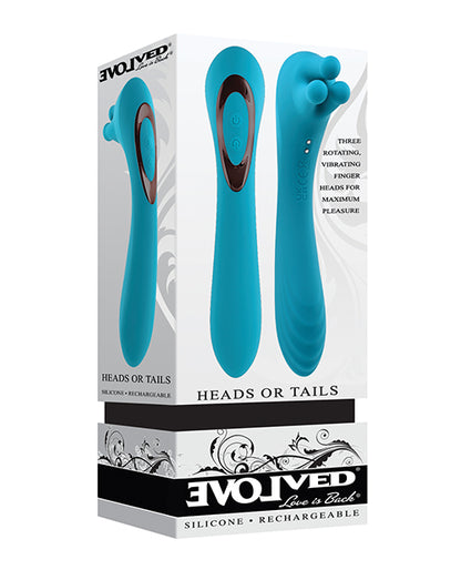 Evolved Heads or Tails Rechargeable Vibrator - Teal by Evolved Novelties INC