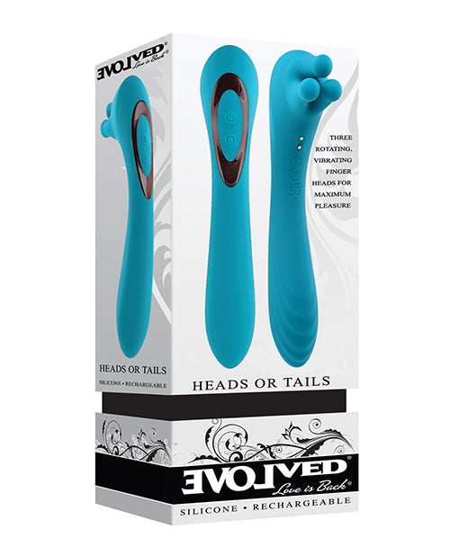 Evolved Heads or Tails Rechargeable Vibrator - Teal by Evolved Novelties INC