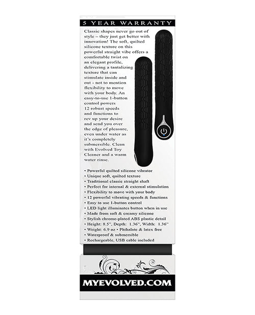 Evolved Quilted Love Rechargeable Vibrator - Black by Evolved Novelties INC