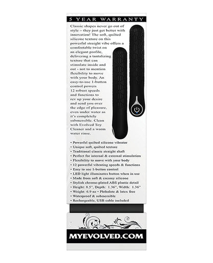 Evolved Quilted Love Rechargeable Vibrator - Black by Evolved Novelties INC