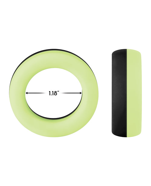 Forto F-19 Two Tone Liquid Silicone Cock Ring - Black/Glow in the Dark