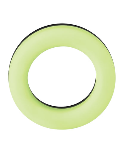 Forto F-19 Two Tone Liquid Silicone Cock Ring - Black/Glow in the Dark