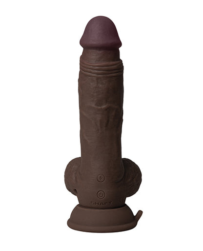 Shaft Flexskin Liquid Silicone 7.5" Vibrating Dong w/Balls - Mahogany