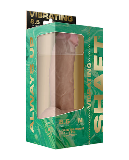 Shaft Flexskin Liquid Silicone 8.5" Vibrating Side Curve Dong w/Balls - Pine by Vvole