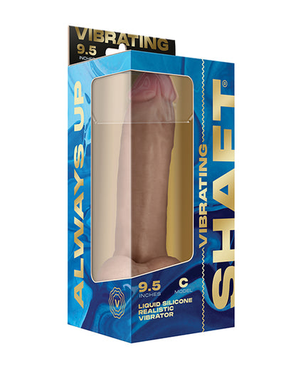 Shaft Flexskin Liquid Silicone 9.5" Vibrating Curved Dong w/Balls - Pine