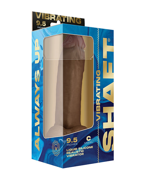 Shaft Flexskin Liquid Silicone 9.5" Vibrating Curved Dong w/Balls - Oak