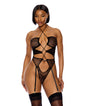 Pull My Strings Sheer Mesh Halterneck Teddy - Black