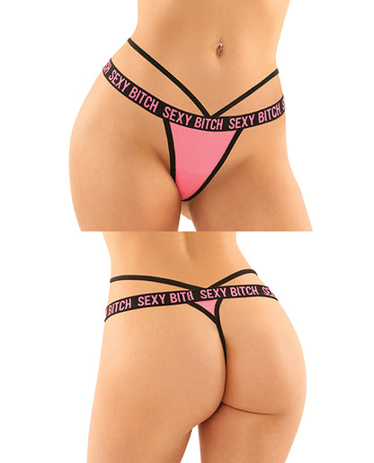 Vibes Buddy Sexy Bitch Lace Panty & Micro Thong Black/pnk