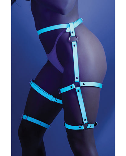 Glow Buckle Up Glow in the Dark Leg Harness Light Blue O/S